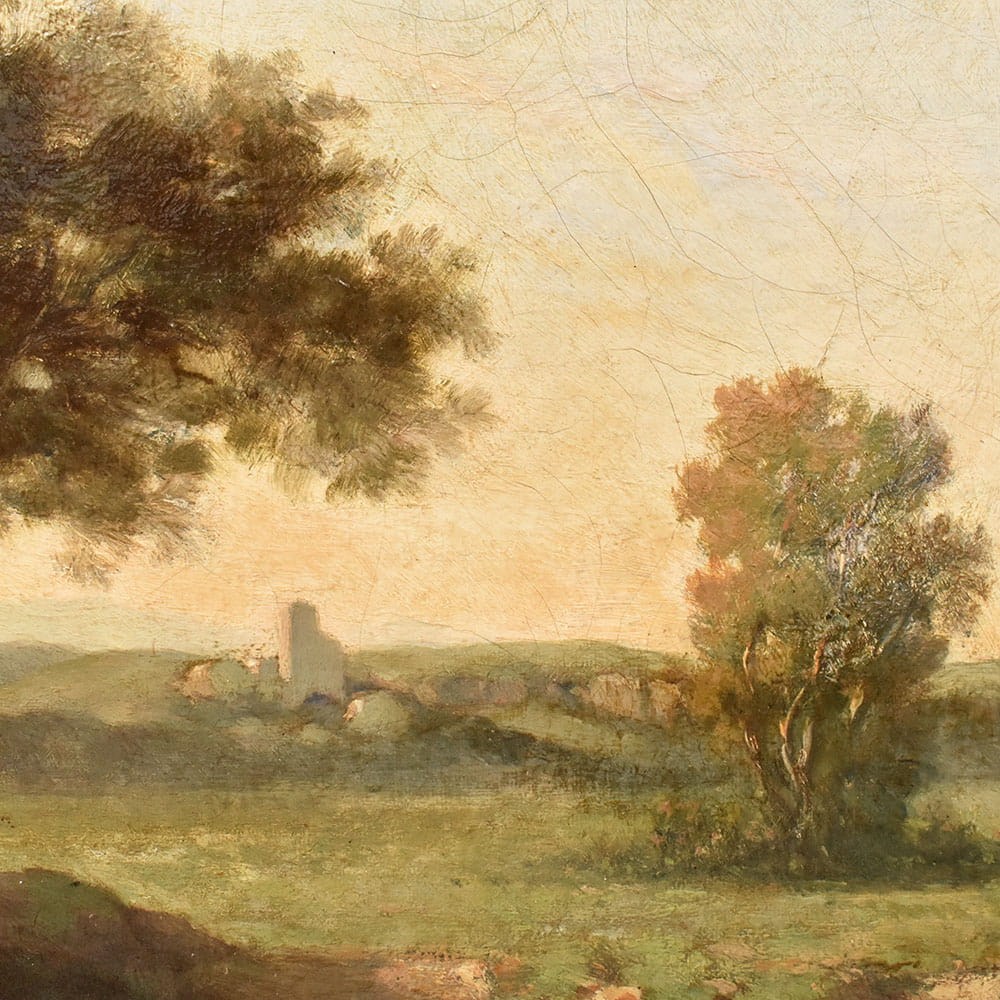 QP777 6a antique oil painting landscape natural painting XIX